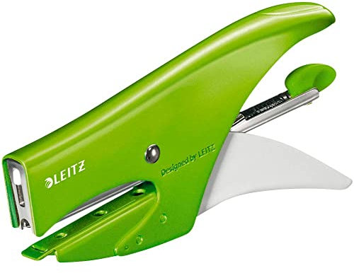 Leitz 55312054 Stapling Pliers, 15 Sheet Capacity, Ergonomic Metal Body, Includes Staples, WOW Range, Green