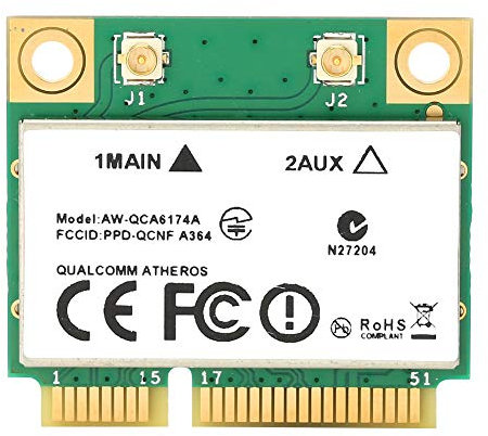 Tarjeta adaptadora de Red PCI-E, Tarjeta WiFi inalámbrica de Alta Velocidad, Bluetooth 4.1, para computadoras portátiles QCA6174A Mini PCI-E, Compatible con computadora, Reproductor de Publicidad
