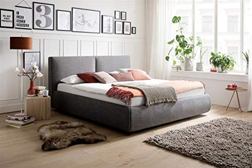 möbelando Polsterbett Bettgestell Bett Bettanlage Ehebett Atesio anthrazit 180x200 cm H3