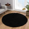Impression Teppich Rund - Perfect Teppiche fürs Wohnzimmer, Flur, Schlafzimmer, Kinderzimmer, Babyzimmer - Hochwertiger Öko-Tex Zertifizierter Flächenteppich - Solid Color Schwarz - 120 cm Rund