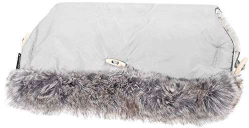 SPRINGOS Kinderwagen Muff｜Handwärmer｜45 x 40 cm｜Beige｜Webpelz｜Knebelknöpfe｜Wasserabweisend｜Handschuh｜Warm｜Praktisch (Grau)