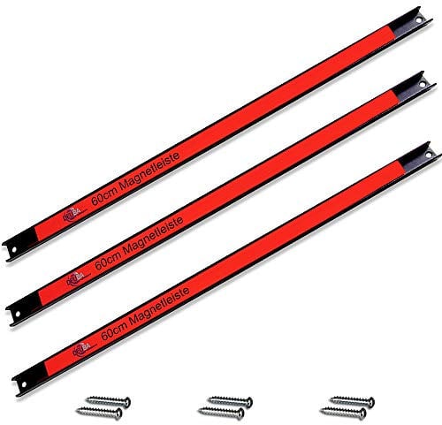 DEUBA® 3x Magnetleiste 60cm 23kg Tragkraft Magnetisch Werkzeugleiste Werkzeughalter Werkzeugwand Werkstatt Werkzeug Organizer inkl. Montagematerial