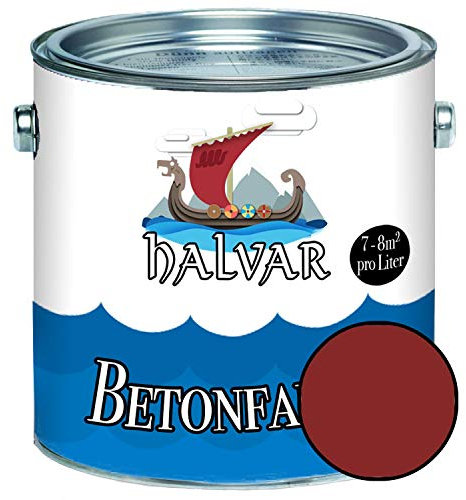 Halvar Betonfarbe/Bodenbeschichtung SEIDENMATT Rot RAL 3000-3031 Fassadenfarbe (5 L, RAL 3011 Braunrot)