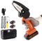 Sharp-tec Mini Chainsaw Cordless, 4 Inch 24V Handheld Chainsaw with LED Light and Protection Switch, Small Chain Saw Power Garden Tools for Cutting Trees, Cut Wood, Tree, Branch, Orange