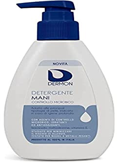 DERMON Detergente Mani 200 ml, Sapone Antibatterico Delicato, Adatto a Tutti i Tipi di Pelle