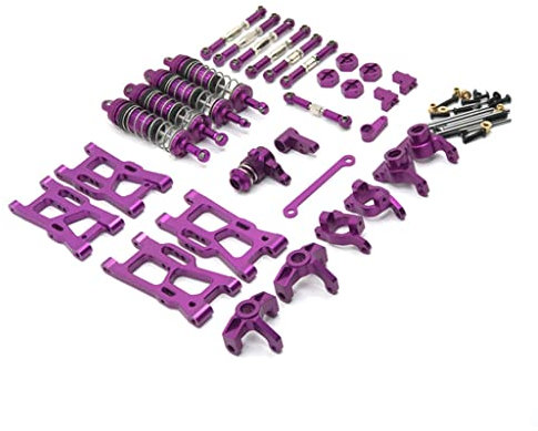 Colcolo 29x Metall Upgrade Ersatzteile Zubehör Set Kits für Wltoys 144001 144002 124017 124019 1/12 1/14 RC Car Crawler Buggy Ersatz - Violett