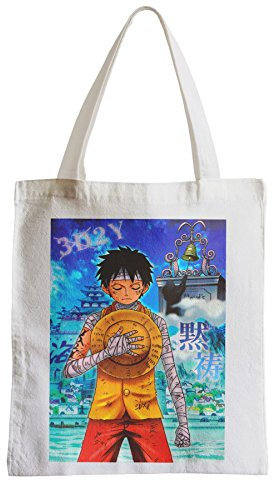 Tote bag Bolso Shopping One Piece Ace Puño de Plata Anime Manga japonesa, blanco, 38 x 42 cm