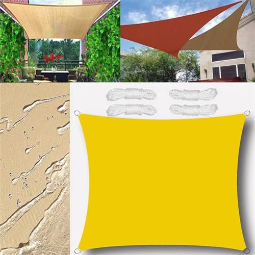 Sonnensegel Wasserdicht Rechteckig 3x5m Sonnensegel Balkon Sonnenschutz 95% UV Schutz Windschutz für Balkon Garten,mit Ösen und Befestigungsseile Fluoreszierendes Gelb