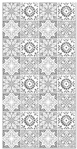 Panorama Tapis Vinyle du Sol Cuisine Salle de Bain - Différentes Tailles - (Carreaux Ciments Grenade Gris 80x150 cm)