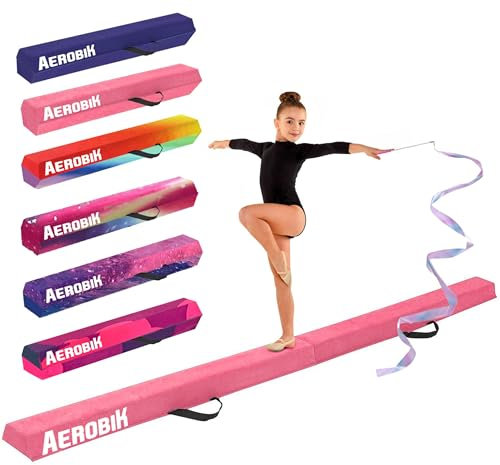 Original Cup Schwebebalken Aerobik® | Zusammenklappbarer Rosa Gymnastikbalken für Kinder und Erwachsene | Transportabel mit Tragetasche | Starr, leicht, rutschfest | 3 Lagen Soft-Touch-Beschichtung