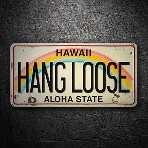 Paraserbatoio.it Aufkleber mit 3D-Effekt, Harz, Auto und Motorrad, wasserdicht, Aufkleber für Hang Loose Aloha State