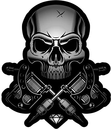 Samunshi Tattoo Skull Totenkopf Aufkleber Autoaufkleber für Motorrad Fahrrad Roller oder Auto Sticker Schädel Totenschädel Tattoowierer (9x10cm Tattoo Skull Totenkopf)