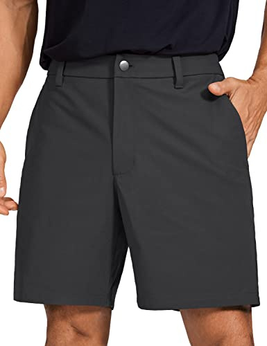 CRZ YOGA Herren Golfshorts Lässig Alltag Bequem Leicht Flache Front-Shorts mit Taschen - 18cm Tinte grau 31W
