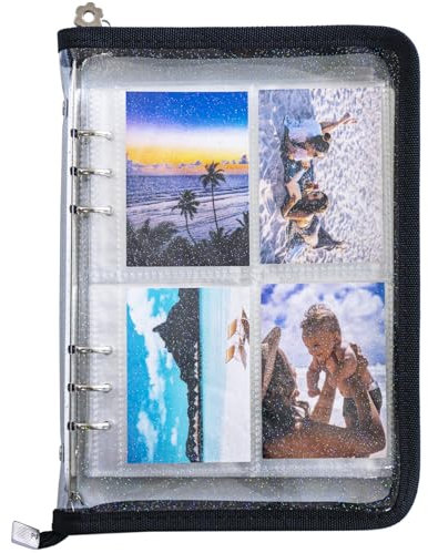Kpop Fotokartenhalter Buch mit 30 Nachfüllseiten mit 4 Fächern, A5 6 Ringordner 2,5 x 3,5 Fotosammler, Ordner mit Reißverschluss, Kpop Fotokartenhüllen, A5-Ordner, Fotokartenalbum