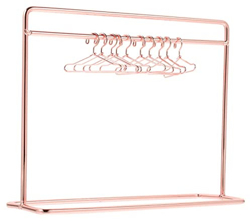 NUOBESTY 1 Set Puppenkleiderständer Puppenkleiderbügel Puppenkleidung Trockenständer Mini Kleiderständer Puppenmöbel Zubehör Puppenhaus Dekoration für Kinder Partygeschenke – Roségold