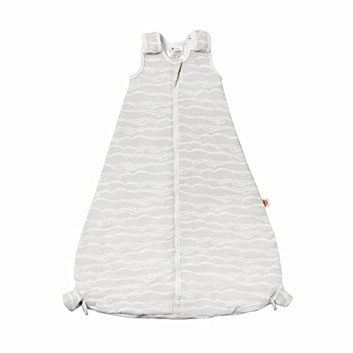 ERGObaby On The Move Ganzjahres Baby-Schlafsack mit Füßen Gurtschlitz 6-18 Monate Baumwolle TOG 1 Sommer Winter, Silver Waves