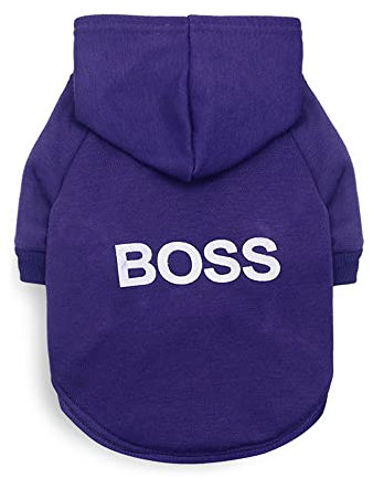 LtuzPet Hund Hoodie Boss Druck Hund Pullover Weiche Fleece Haustier Kleidung Warme Hund Jacke Mantel