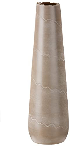 GILDE Keramik Vase Wave XL- Dekovase wasserdicht Höhe 60 cm beige Creme - Dekoration Wohnzimmer - europäische Herstellung