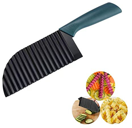 ZMREN Pommes Wellenmesser, Wellenschneider aus 304 Edelstahl, Kartoffelschneider Messer, Crinkle Cutter Pommes Schneider, für Gemüse, Karotten, Zwiebeln, Obst