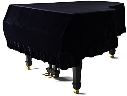 Cutfouwe Klavier Abdeckung Grand Piano Abdeckung,Colorfast Piano Staubdicht Dekoriert Cover, Mit Gefalteter Saum Bequeme Weiche Verdicken Staubschutz Abdeckung Für Flügel Klavier,Schwarz,150~160CM