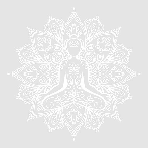 SUPERDANT Wandsticker Weißer Mandala Wandaufkleber Lotus Yoga Raum Religionen Wandtattoo Lotus Vinyl Wandsticker Geschnitzt Schlafzimmer Wohnzimmer Yoga Raum Dekoration 58x30cm