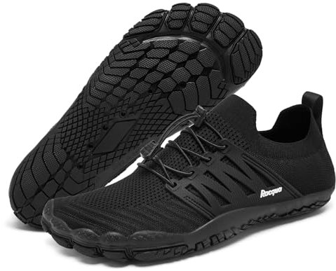 Racqua barfuss Schuhe Damen Wasserschuhe Unisex barfußschuhe Badeschuhe Schwimmschuhe Aquaschuhe Strandschuhe Schwarz37