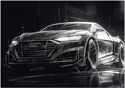 Generisch Audi Konzept Poster - Auto Sportwagen Zeichnung - Wandbild für Wohnzimmer, Kinderzimmer und Arbeitszimmer (29,7 x 42 cm (DIN A3))