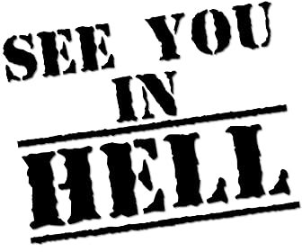 Auto Motorrad Aufkleber - See you in Hell | Biker Bike Decal Sticker Oilslick 666 Satanist Ride or Die Shocker Folie Motorradzubehör Gadget Bikerin DlzG (schwarz glanz)