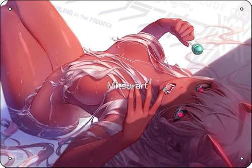Zerotwo Dämon | Darling in the Franxx Poster, 20,3 x 30,5 cm, lustiges Metall-Blechschild, Spielzimmer, Männerhöhle, Wanddekoration