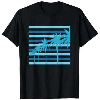 Pastell Retro Blau Palme Palme Strand T-Shirt