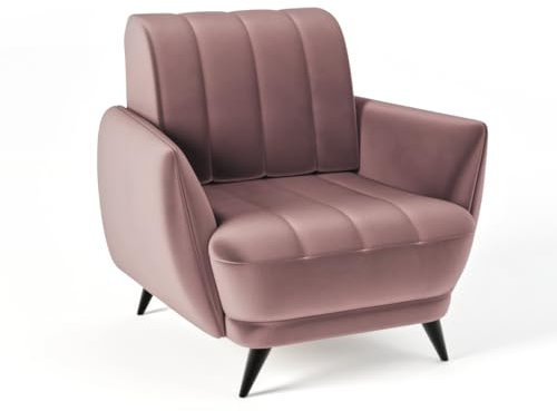 Siblo Rolo Sessel - Relaxsessel - Sessel Wohnzimmer - Fernsehsessel - Cocktailsessel - Armlehnstuhl - Holzbeine - Fernsehsessel Relaxsessel - Reading Chair - 92x93x85 cm - Rosa