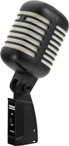 Pronomic DM-66BK/WH Mikrofon Dynamisches Vintage Gesangsmikrofon Retro Vocal Mikrofon (Frequenzgang: 50-16.000 Hz, Stabiles Druckgussgehäuse) Schwarz/Weiß