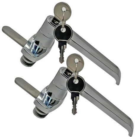 2 Sets Purocean Level Handle Cam Lock,L-Type Locking Door Handle,Cabinet Handle Lock Chrome (PX058 Right)