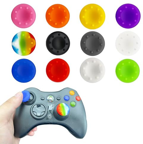 Ersatzkappe für Controller Switch Joystick Kappen, 12 Stück PS5 Controller Zubehör, Analoge Silikonabdeckungen Ersatz Joystick Covers, für Xbox, One Series X/S, PS4, PS5 Controller Stick Aufsätze