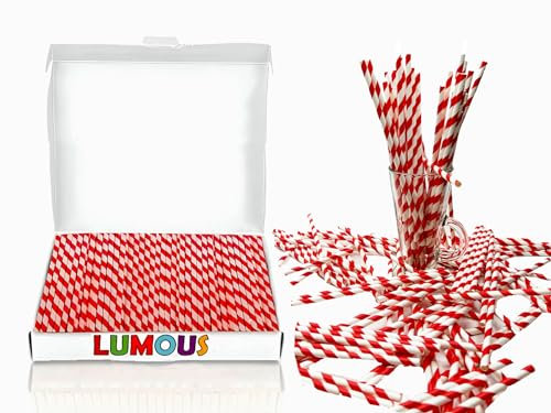GILORRA Paper Straws 450 Pack Paper Drinking Straws Bio-Degradable Drinking Paper Straws Wedding Party, Party Straws, Restaurant, Juice Drinking Straws (450 Pcs Red & White Stripe)