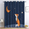 Blackout Vorhänge H166 x B150 cm Verdunkelung Vorhang mit Ösen, Cartoon Tier Fuchs Sterne Vorhang Dunkelblau Weich Polyester Vorhänge für Wohnzimmer Schlafzimmer und Kinderzimmer Dekorieren