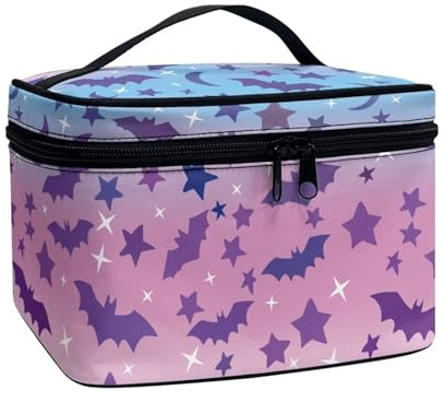 Flashideas Trousse de maquillage pour cosmétiques - Rangement vertical - Grande capacité - Trousse de maquillage de voyage, Chauve-souris d'Halloween 3, one size