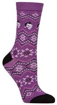 SockShop Lazy Panda Christmas Socks -Men's,Women's, Soft Bamboo, Novelty, Fun, Xmas Patterned, Gift Idea,1 Pair, Sizes 4-8, 7-11, 12-14 (UK, Numeric, 4, 8, Regular, Regular, Purple Skulls)
