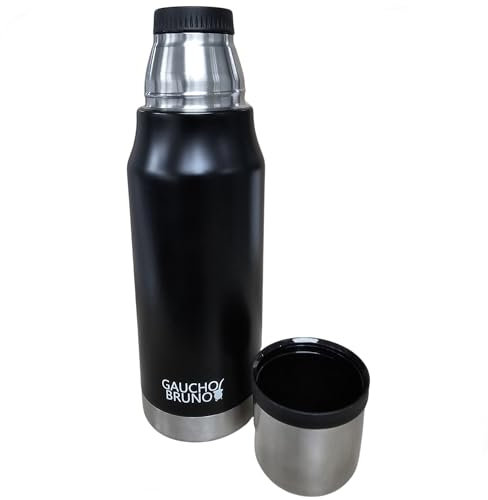 Termo compacto de 750 ml Slimline Yerba Mate – Termo de doble pared de acero inoxidable con tapón giratorio Gaucho Bruno