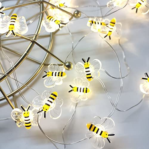 FIYSON Biene Lichterkette,3M 30LED Batteriebetrie Biene Licht,Biene String Licht,Bienenförmige Lichterketten,für Weihnachten,Halloween,Hochzeit,Balkon,Garten,Party Hochzeit Dekoration (Biene-3M)