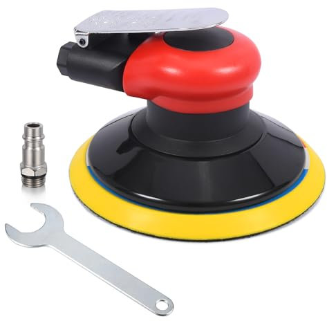 Smerigliatrice orbitale ad aria compressa industriale 125 mm, 10000 giri/min, levigatrice pneumatica ad alte prestazioni (rosso) per auto legno