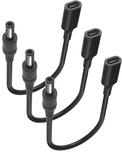 JLY USB C to 5.5mm x 2.1mm Power Cable Cord, USB C to Barrel Plug Adapter,Portable for Outdoor Test, Studio and Travel,Output DC 12V 3A