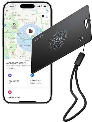 LULULOOK Wallet Tracker Card Apple AirTag Compatible (iOS Only), Smart Bluetooth Locator IP68 Waterproof Ultra-Thin Item Finder Card for Luggage, Suitcase, Bags, Keys – 1 Pack