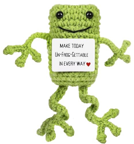 TELAIN Handgestrickter Positiver Frosch, Kuscheliges Und Inspirierendes Geschenk, Adventskalender Füllung, 1 Stück