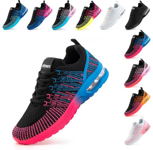 Hitmars Scarpe da Running Corsa Donna Respirabile Leggero Scarpe da Ginnastica Sportive Basse Interior Casual all'Aperto Fitness Running Sneakers Blu e Rosso 42 EU