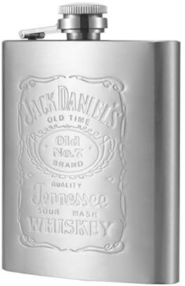 Jack Stainless Steel Hip Flask, Pocket Flask Whisky Flask Fit for Hiking Party and Barbecue, 7 oz