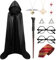 JSTHHTT 11 Pcs Costume de Magicien Enfant, Ensemble de Halloween Deguisement Cape, Baguette Magique, Costume Magicien Kit, Kit d'accessoires Déguisement pour Halloween Fête Carnaval Party