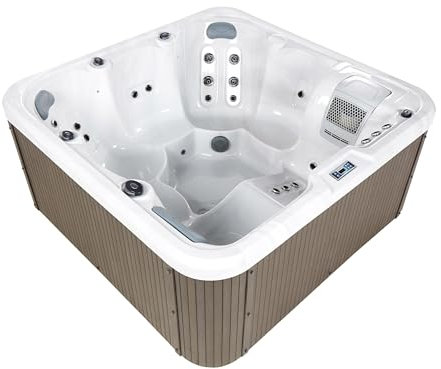 Spa d'Extérieur en Acrylique 6 Places Effet Marbre avec Chauffage LED Blanc Calima