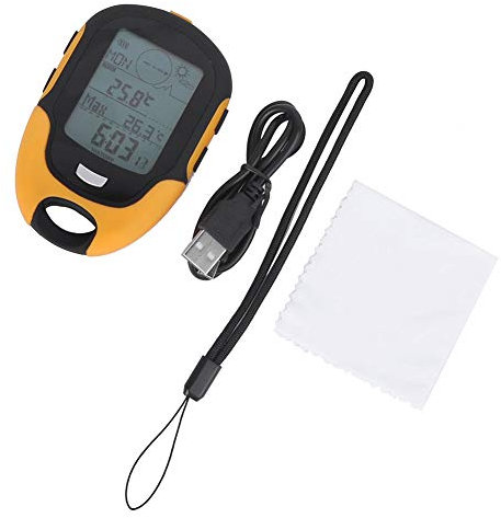 equlup Car Altimeter, FR500 Outdoor Multifunction Barometer Hygrometer Compass Thermometer Hygrometer Weather Forecast Flashlight for Hiking Climbing