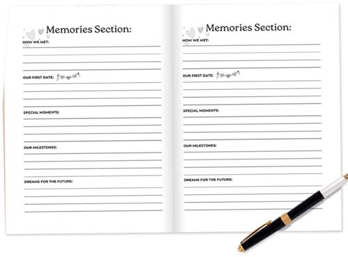 Couples Memory Book, Couple Photo Album, 11.22×8.27 inches 58 Pages Adventure Scrapbook Supplies, Romantic Keepsake Notebook, Personalized Surprise Memory Book for Valentines